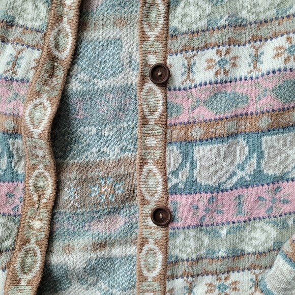Vintage cottagecore / grandma vibes pastel knit cardigan sweater - Picture 4 of 6